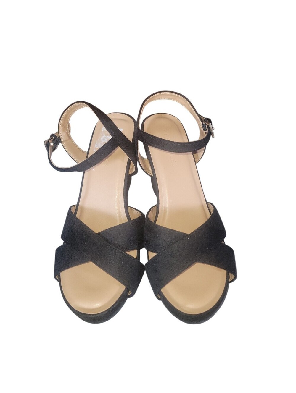 Aerosoles Cosmos Women's Black Faux Suede Crisscross Ankle-Strap Sandals Sz 8